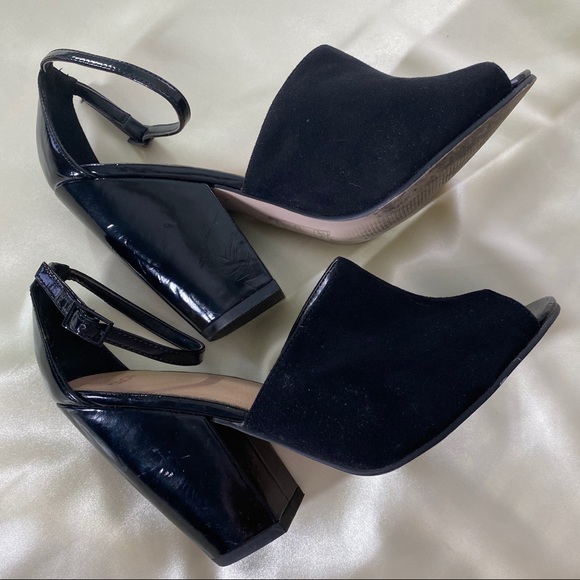 ASOS Black Ankle Tie Chunky Open Toe Heels - Picture 3 of 5